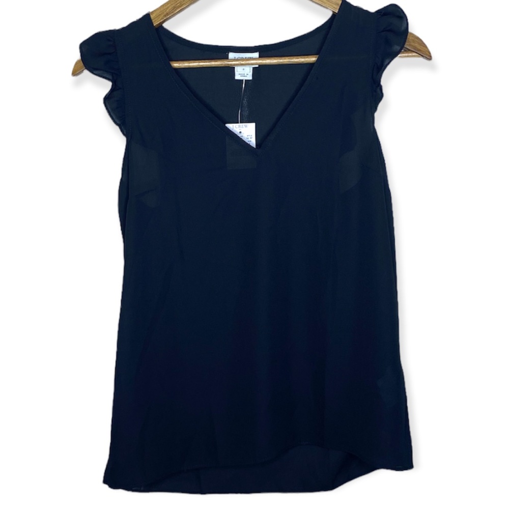 J. CREW | SIZE: 2 | STUNNING BLACK BLOUSE W/ RUFFLE SLEEVES